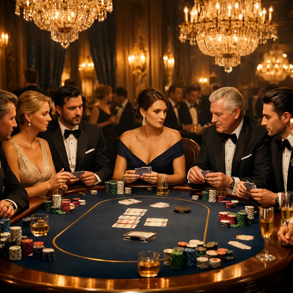 Table de poker élégante lors d'une soirée privée Moments Inoubliables