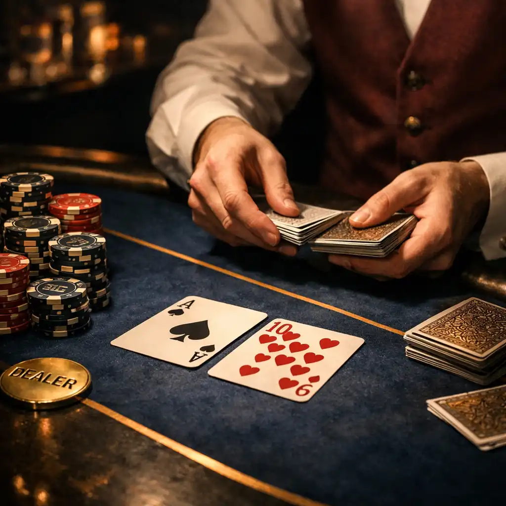 Gros plan sur une table de poker professionnelle avec jetons et cartes